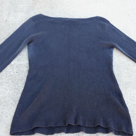 Vintage Cache Black Sequin Flower Sweater Women’s Large Ramie Cotton 90s Y2K - Picture 10 of 10